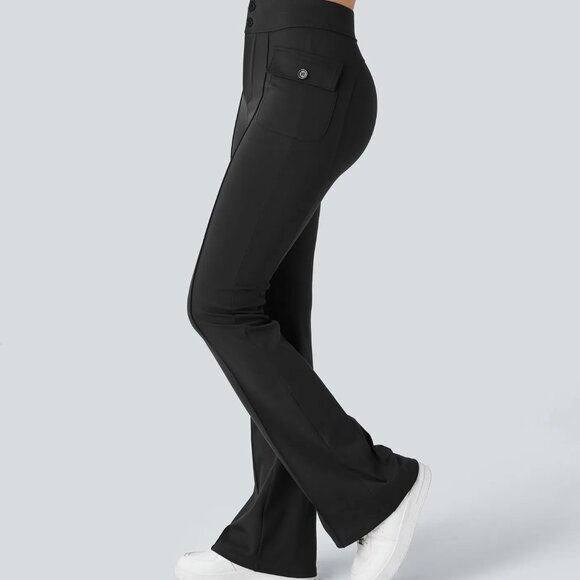 Halara High Waisted Side Flap Pocket Flare Cargo Pants Black Medium (Tall) NWT - Picture 3 of 11